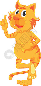 猫腿站着尾巴手势猫科宠物哺乳动物牙齿爪子橙子情感黄色插画