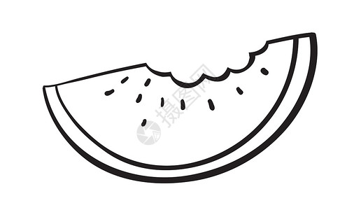 羊角瓜切片西瓜片素描食物营养农业线条小吃草图午餐水果卡通片食品插画