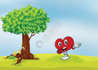手树一颗心和一颗树心血管动物群牙齿动画片天空植物草地植物群公园绘画插画