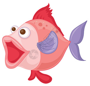 紫色热带鱼白色孤立的热带鱼动物剪贴珊瑚钓鱼粉色水族馆热带微笑生活紫色插画