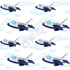 飞机阵列旅行运输插图白色车辆天空蓝色平铺卡通片接缝背景图片