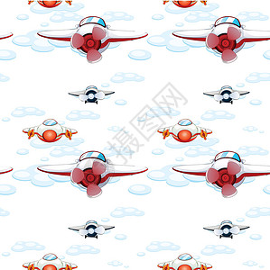 飞机红色翅膀接缝旅行橙子白色天空车辆平铺卡通片背景图片
