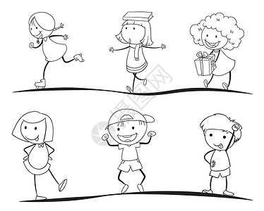儿童活动男性孩子们女士女孩草图团体绘画舞蹈姿势作业背景图片