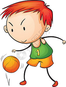 运球小男孩活跃的ki绘画竞争男人竞赛数字男性运球孩子们卡通片情感插画