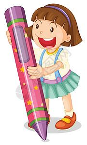 蜡笔小新绘画铅笔星星学校草图卡通片棕色蜡笔女性粉色背景图片