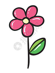 粉红雏菊a 粉红花朵绘画雏菊草图红色阴影绿色花瓣脆弱性花园庆典插画