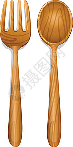 a 木勺用具白色木头绘画服务古董刀具金属食物勺子背景图片