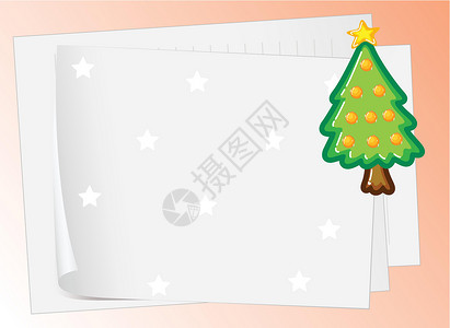 纸页和圣诞树橙子材料卡通片节日卷曲庆典床单横幅星星指示牌背景图片