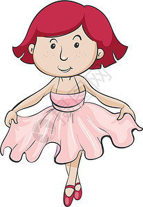 女 女童字符乐趣绘画连衣裙舞蹈家女性演员姿势粉红色舞蹈背景图片