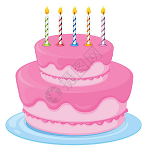 粉红色蜡烛粉红色蛋糕面包巧克力庆典盘子食物报酬夹子可可派对卡通片插画