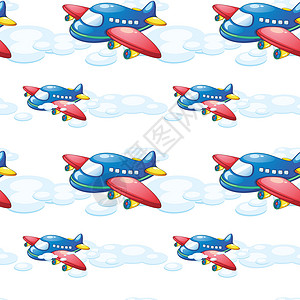 飞机计划旅行红色扇子接缝瓷砖平铺运输插图包装飞行背景图片