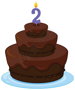 三根白蜡烛棕色蛋糕报酬玻璃盘子艺术巧克力夹子食物蜡烛烹饪食品插画