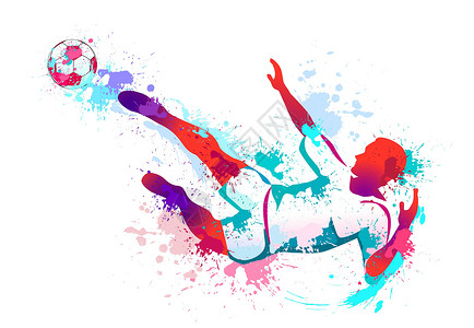 足球远动员带球的足球运动员男人动员游戏印迹插图运动玩家插画