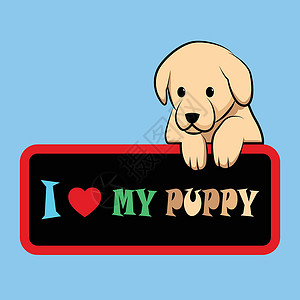 萌宠查理王犬形象展示一只可爱的小狗的矢量插图拿着一块木板插画
