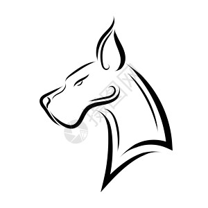 黑色大丹犬大丹狗头的黑白线条艺术哺乳动物白色黑色绘画朋友吉祥物草图小狗犬类宠物插画