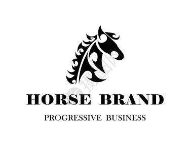 马头标识马头线艺术标志黑色宠物手工野马品牌插图草图商业荒野自由标识插画