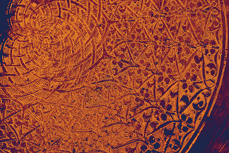 金属上的奥斯曼艺术图案示例绘画脚凳博物馆古董工匠卷曲镶嵌花卉艺术品珍珠背景图片