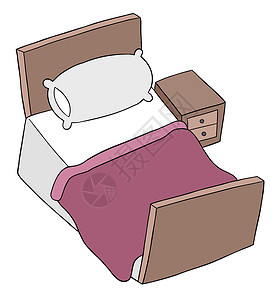 卡通矢量图的卧室和是插图旅行手绘休息枕头家具绘画房子床架寝具设计图片