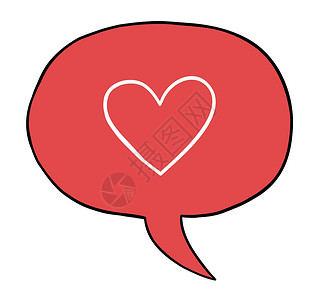 气泡图语音气泡内心脏符号的卡通矢量图解插图礼物热情婚姻头脑情怀情感思考艺术婚礼插画