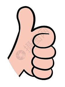 卡通矢量图的竖起大拇指 u投票验证互联网绘画社区社会成功商业艺术插图背景图片