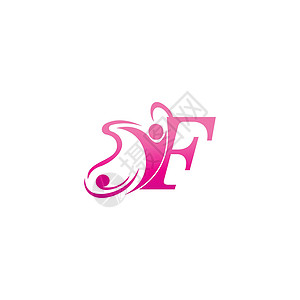 字母 F 蝴蝶和成功的人类图标标志设计它制作图案背景图片