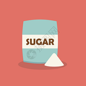 面粉生产平面样式中的包装图标中的糖卡通片甘蔗麻布插图面粉燕麦农业蛋糕谷物产品插画