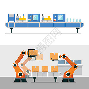 加机带智能工厂工业的自动机械机械臂和带机机器设计图片