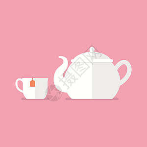 瓷杯子茶瓷茶壶和茶杯插画