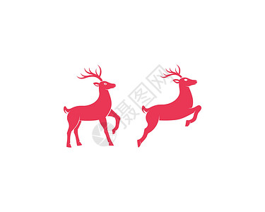 驯鹿插图设计模版白色麋鹿黑色鹿角野生动物动物背景图片