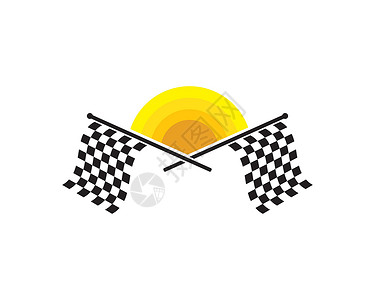赛车旗帜自动motif 插图 Vecto 的赛车旗图标白色黑色旗帜飙车公式竞赛字体运动锦标赛优胜者插画