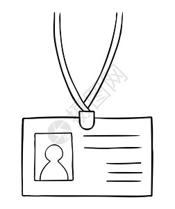 员工照片身份证的卡通矢量图绘画职员用户安全办公室徽章艺术资格成员涂鸦插画