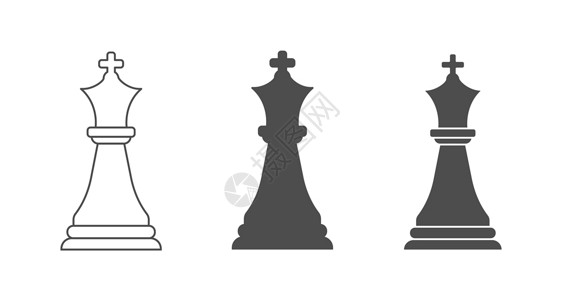 国际象棋矢量国际象棋是 K王 一个空的 填满的和复合的多边形 矢量图标在白色背景中被孤立设计图片