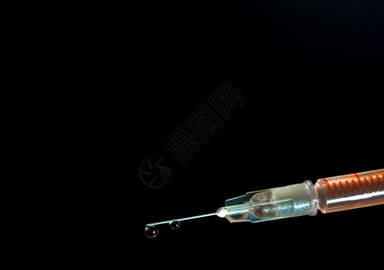黑底注射针线 注射针治疗医院黑色疫苗药店科学医疗塑料药品白色背景图片