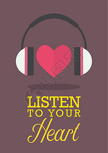倾听你的心技术立体声收音机标签娱乐卡片插图音乐互联网闲暇背景图片