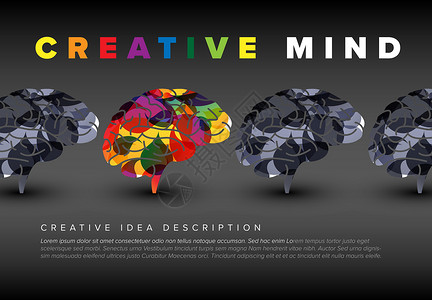 创意思维概念它制作图案图表海报推介会信息头脑解决方案独创性多样性标签传单背景图片