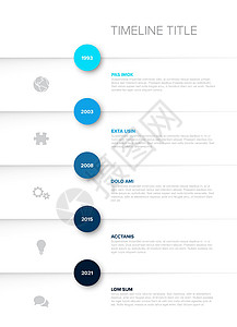 带有蓝色圆周图标的最小时间框架模板公司历史成就白色小路间隔圆圈折叠展示图表背景图片