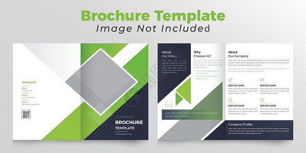 高档折页含有背景摘要的绿色和黑色双色双面小册子设计图片