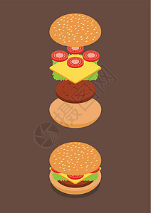 卤料配料汉堡料成分的几度插画
