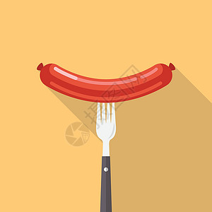 叉子香肠叉子上的香肠餐厅烧烤食物阴影牛肉卡通片插图猪肉午餐美食插画