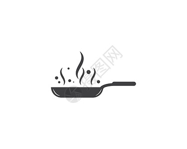 烹饪锅标志矢量模板煎锅标识餐厅早餐厨具平底锅油炸厨师炒锅卡通片背景图片