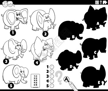 大象简笔画填色使用大象字符显示书页颜色的阴影游戏设计图片