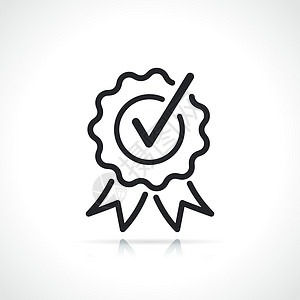 品质证书证书或品质徽章薄线图标插画