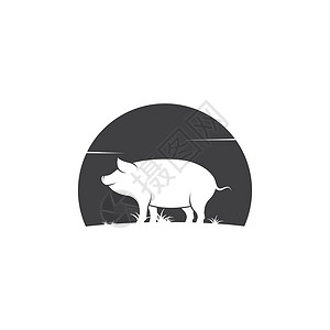 猪矢量图标插画设计插图宠物卡通片标识绘画哺乳动物标签黑色草图小猪背景图片
