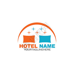 酒店标识床图标矢量图设计床垫房间标识旅行枕头寝具酒店羽绒被商业插图插画