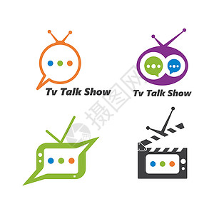 电视脱口秀标志图标矢量它制作图案广播喜剧聊天网络播送插图商业视频创造力技术背景图片