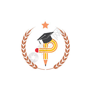 戴毕业帽铅笔带文凭帽矢量插图图标和教育标志的铅笔孩子知识图书馆大学帽子徽标学习阅读学校团体插画