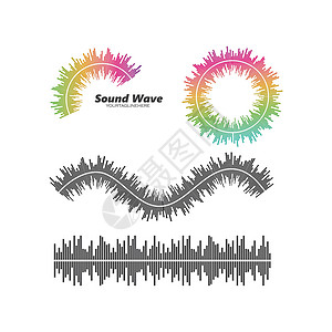 节拍均衡器和声音效果标志矢量 ico立体声光谱笔记波浪技术嗓音旋律耳机冲动插图插画