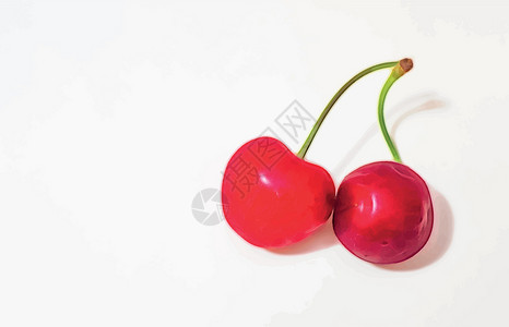 早红樱桃白色盘子上的红樱桃团体烹饪沙拉食物浆果饮食水果花园午餐桌子设计图片