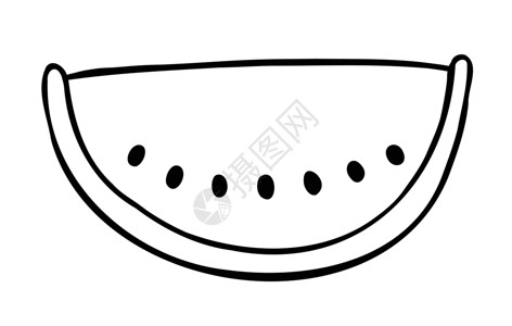 一片西瓜的卡通矢量插图小吃果汁手绘种子饮食绘画食物热带甜点水果背景图片