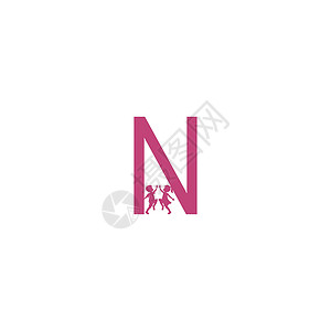 字母 N 和孩子图标标志设计 vecto背景图片